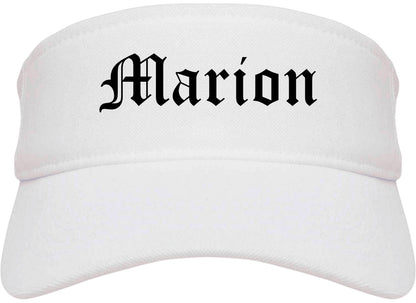 Marion Iowa IA Old English Mens Visor Cap Hat White