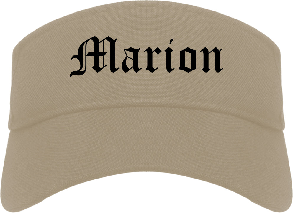 Marion North Carolina NC Old English Mens Visor Cap Hat Khaki