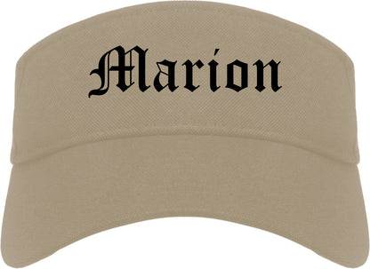 Marion North Carolina NC Old English Mens Visor Cap Hat Khaki