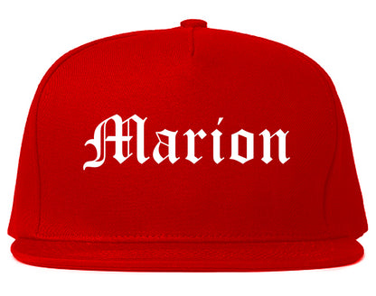 Marion Ohio OH Old English Mens Snapback Hat Red