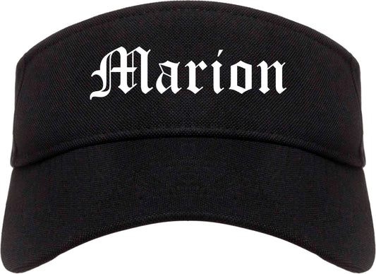 Marion Ohio OH Old English Mens Visor Cap Hat Black