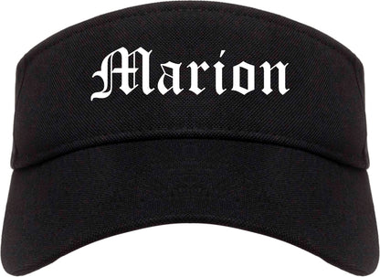 Marion Ohio OH Old English Mens Visor Cap Hat Black
