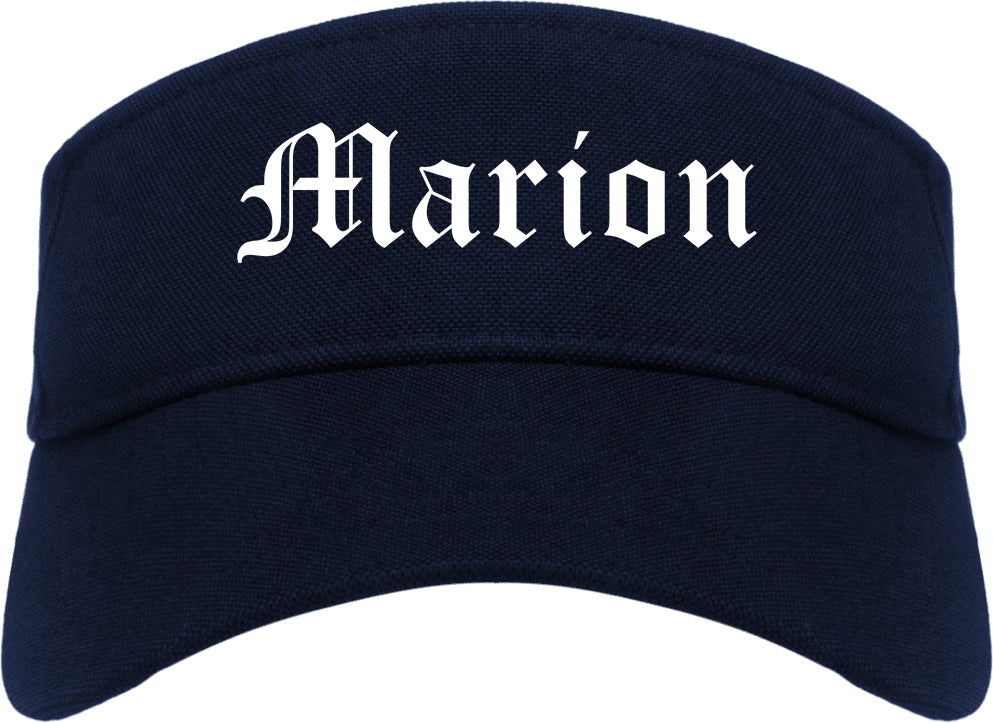 Marion Ohio OH Old English Mens Visor Cap Hat Navy Blue