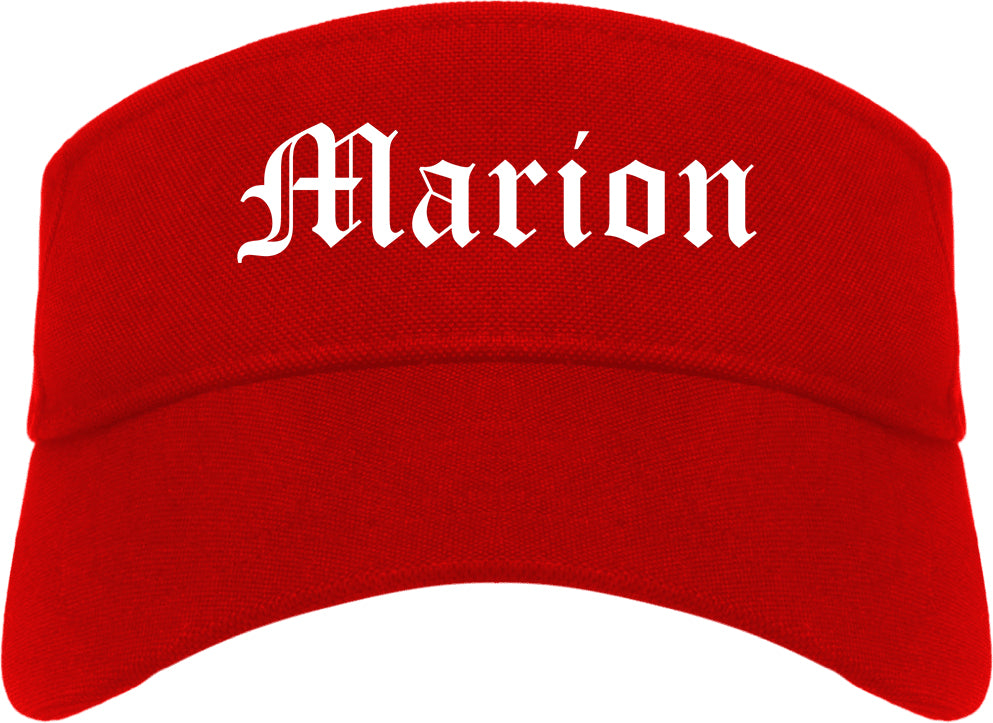 Marion Ohio OH Old English Mens Visor Cap Hat Red