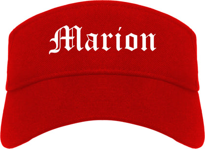 Marion Ohio OH Old English Mens Visor Cap Hat Red