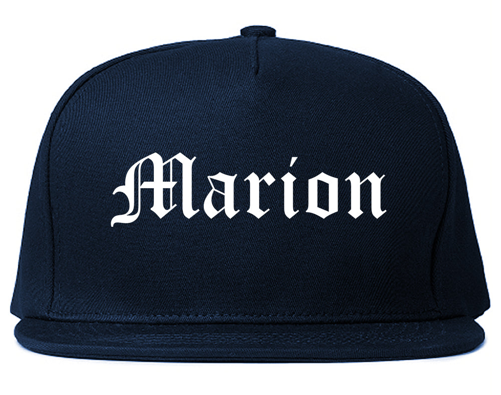 Marion Virginia VA Old English Mens Snapback Hat Navy Blue