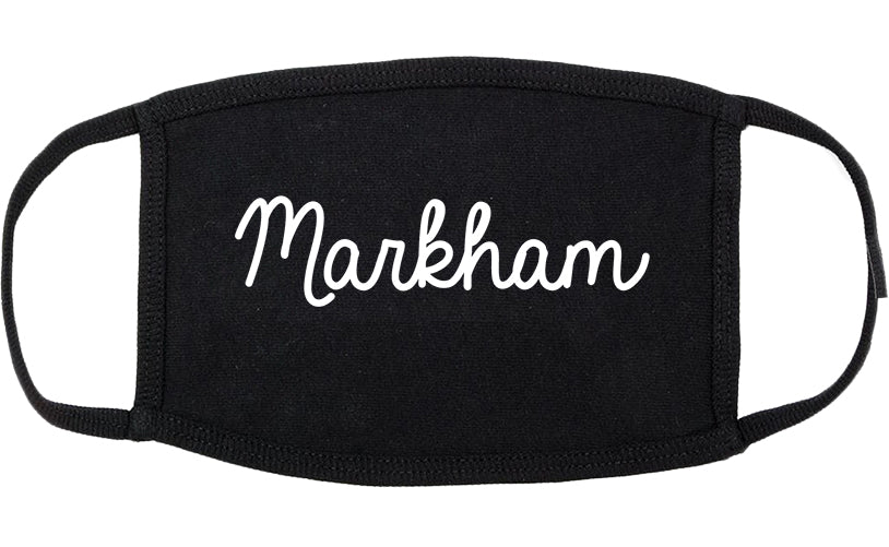 Markham Illinois IL Script Cotton Face Mask Black