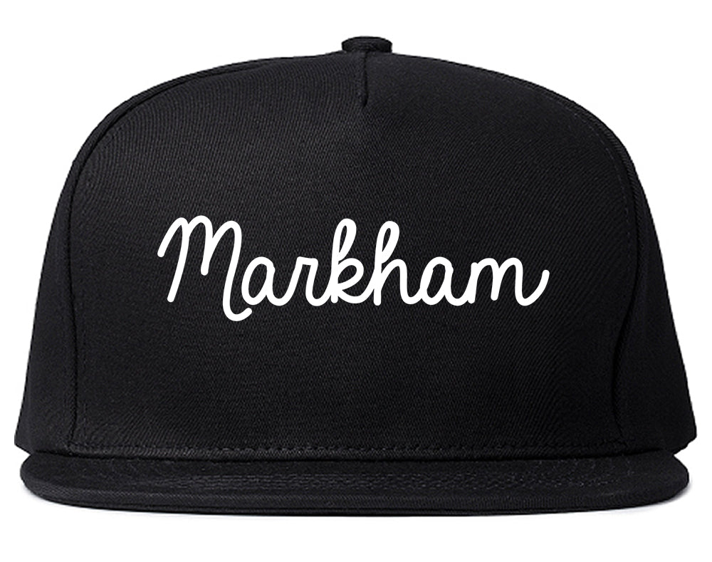 Markham Illinois IL Script Mens Snapback Hat Black