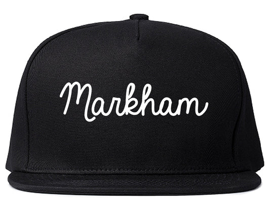 Markham Illinois IL Script Mens Snapback Hat Black