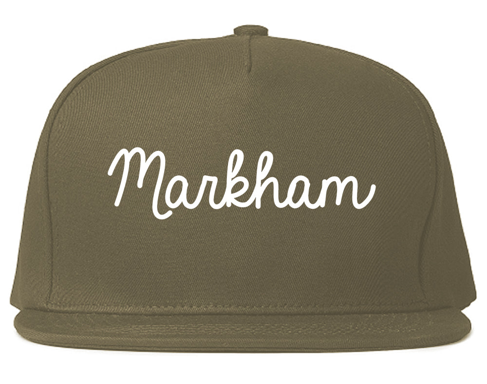 Markham Illinois IL Script Mens Snapback Hat Grey