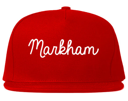 Markham Illinois IL Script Mens Snapback Hat Red
