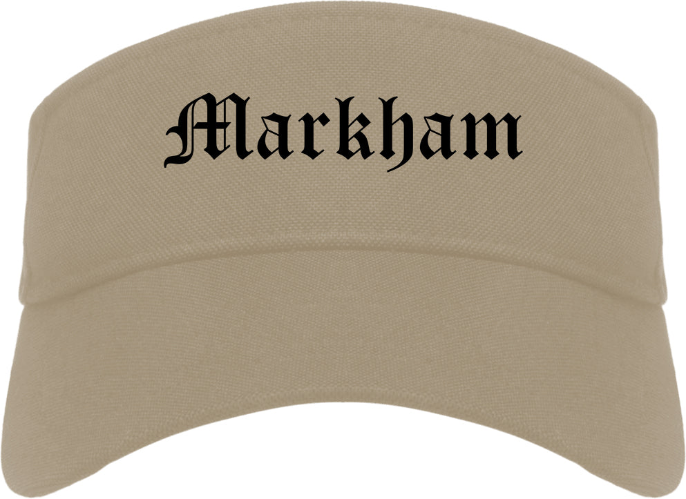 Markham Illinois IL Old English Mens Visor Cap Hat Khaki