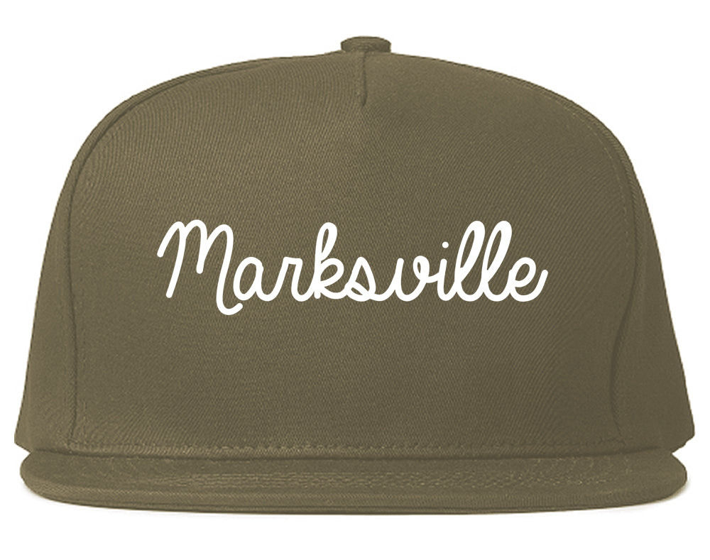 Marksville Louisiana LA Script Mens Snapback Hat Grey