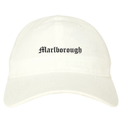 Marlborough Massachusetts MA Old English Mens Dad Hat Baseball Cap White
