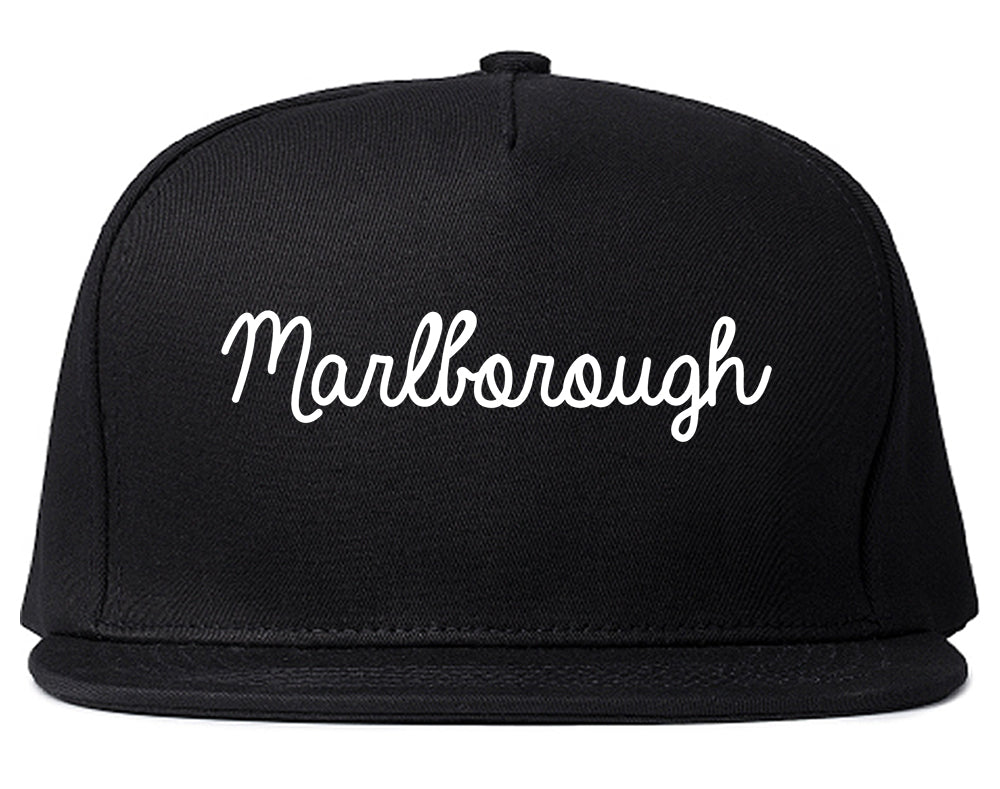 Marlborough Massachusetts MA Script Mens Snapback Hat Black