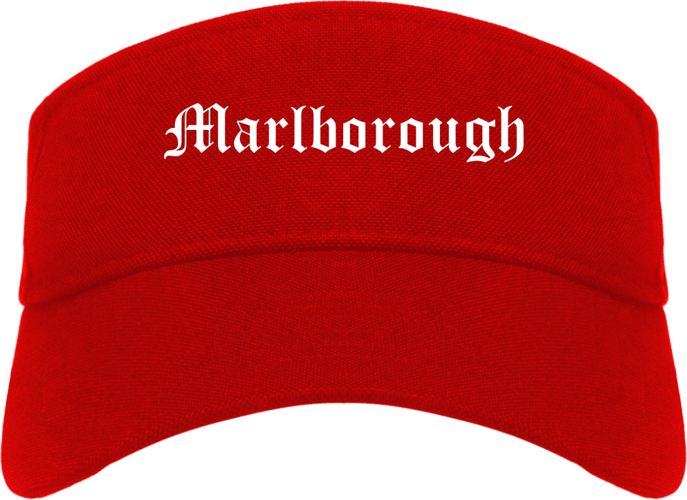 Marlborough Massachusetts MA Old English Mens Visor Cap Hat Red