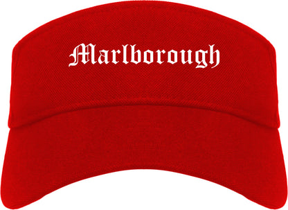 Marlborough Massachusetts MA Old English Mens Visor Cap Hat Red