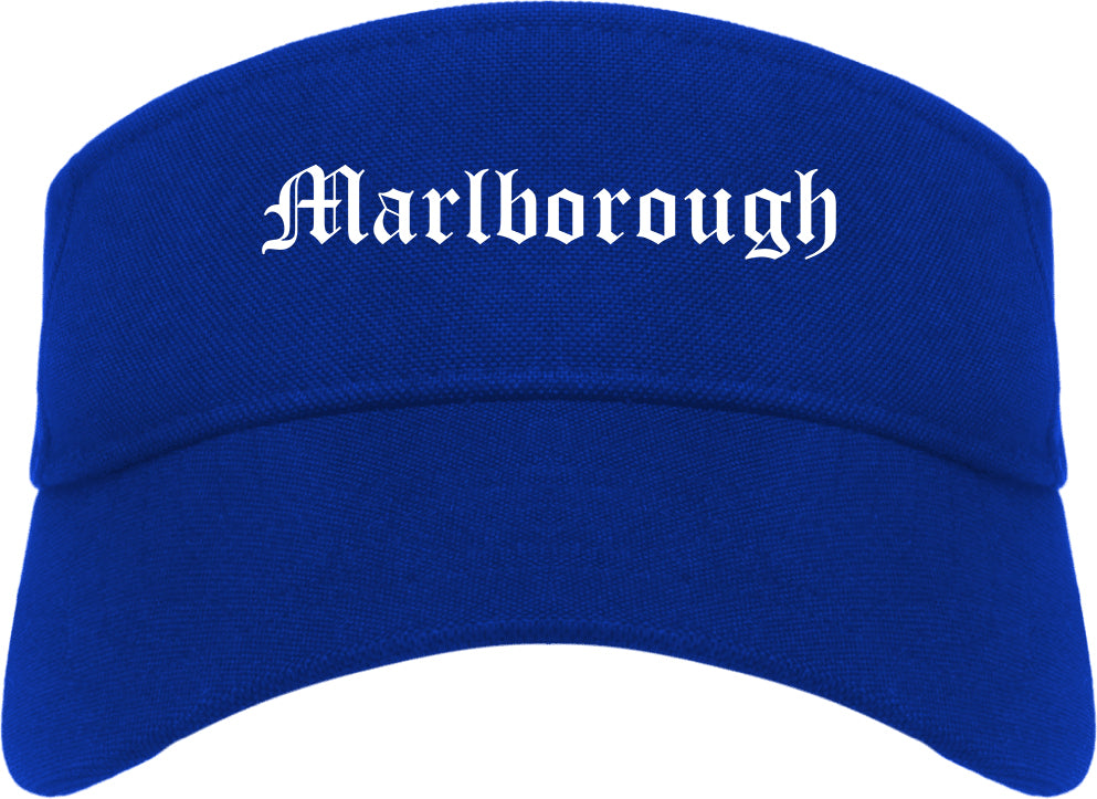 Marlborough Massachusetts MA Old English Mens Visor Cap Hat Royal Blue