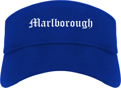 Marlborough Massachusetts MA Old English Mens Visor Cap Hat Royal Blue