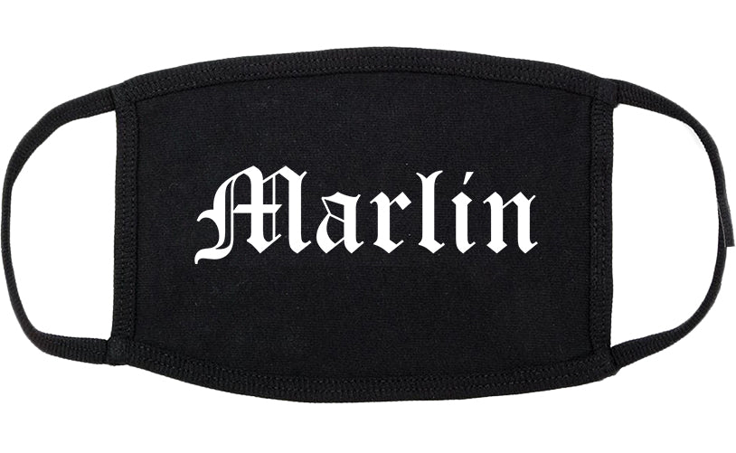 Marlin Texas TX Old English Cotton Face Mask Black