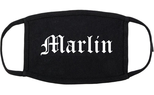 Marlin Texas TX Old English Cotton Face Mask Black