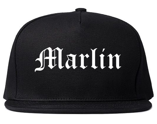 Marlin Texas TX Old English Mens Snapback Hat Black
