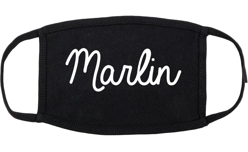 Marlin Texas TX Script Cotton Face Mask Black