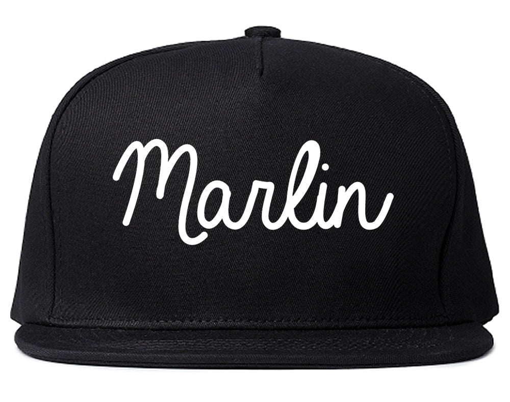 Marlin Texas TX Script Mens Snapback Hat Black