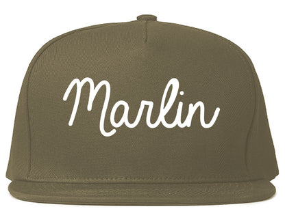 Marlin Texas TX Script Mens Snapback Hat Grey