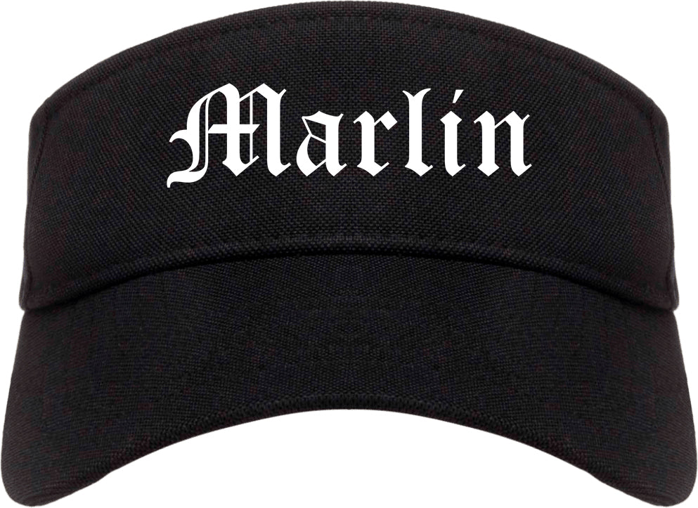 Marlin Texas TX Old English Mens Visor Cap Hat Black