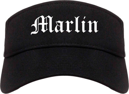 Marlin Texas TX Old English Mens Visor Cap Hat Black