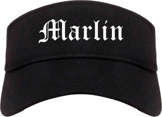 Marlin Texas TX Old English Mens Visor Cap Hat Black