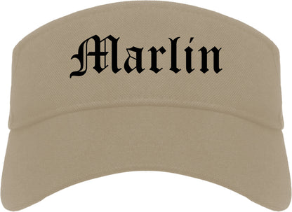 Marlin Texas TX Old English Mens Visor Cap Hat Khaki