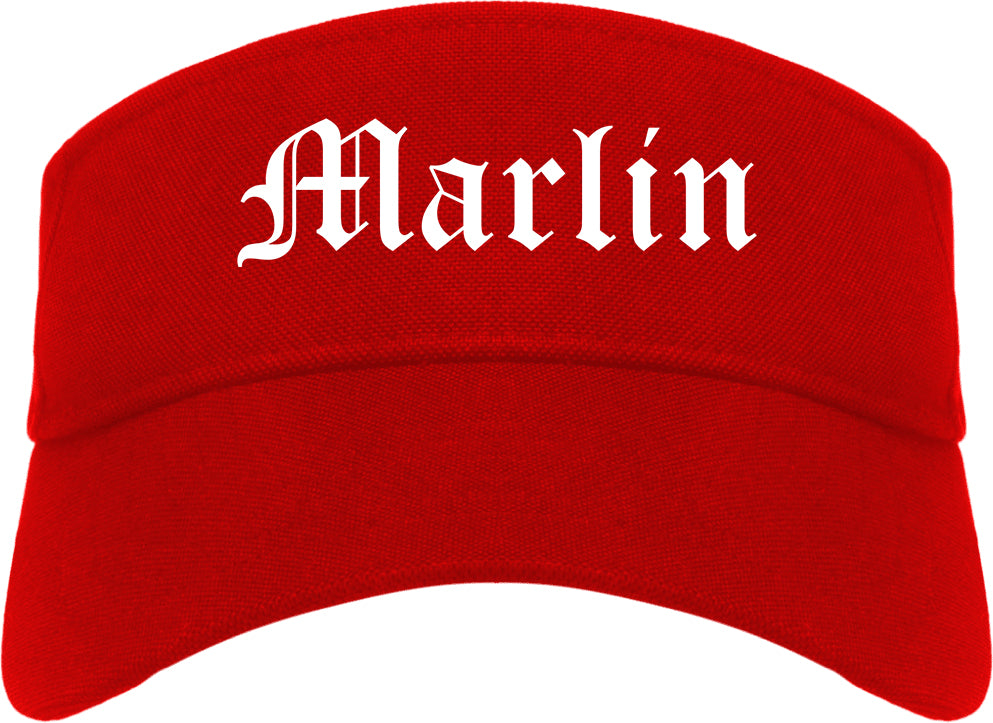 Marlin Texas TX Old English Mens Visor Cap Hat Red
