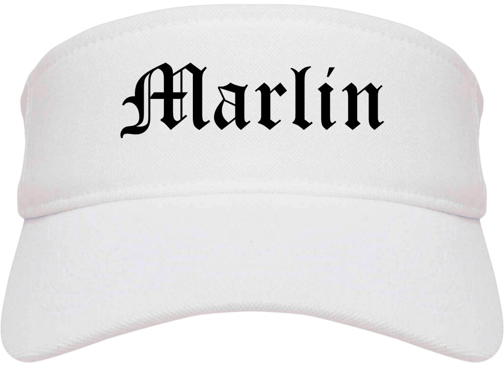 Marlin Texas TX Old English Mens Visor Cap Hat White