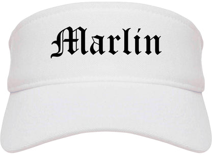 Marlin Texas TX Old English Mens Visor Cap Hat White