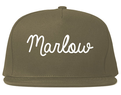 Marlow Oklahoma OK Script Mens Snapback Hat Grey
