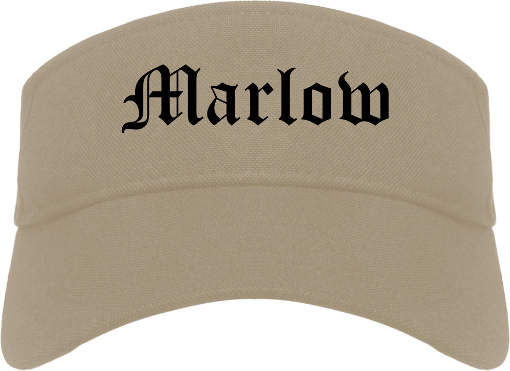 Marlow Oklahoma OK Old English Mens Visor Cap Hat Khaki