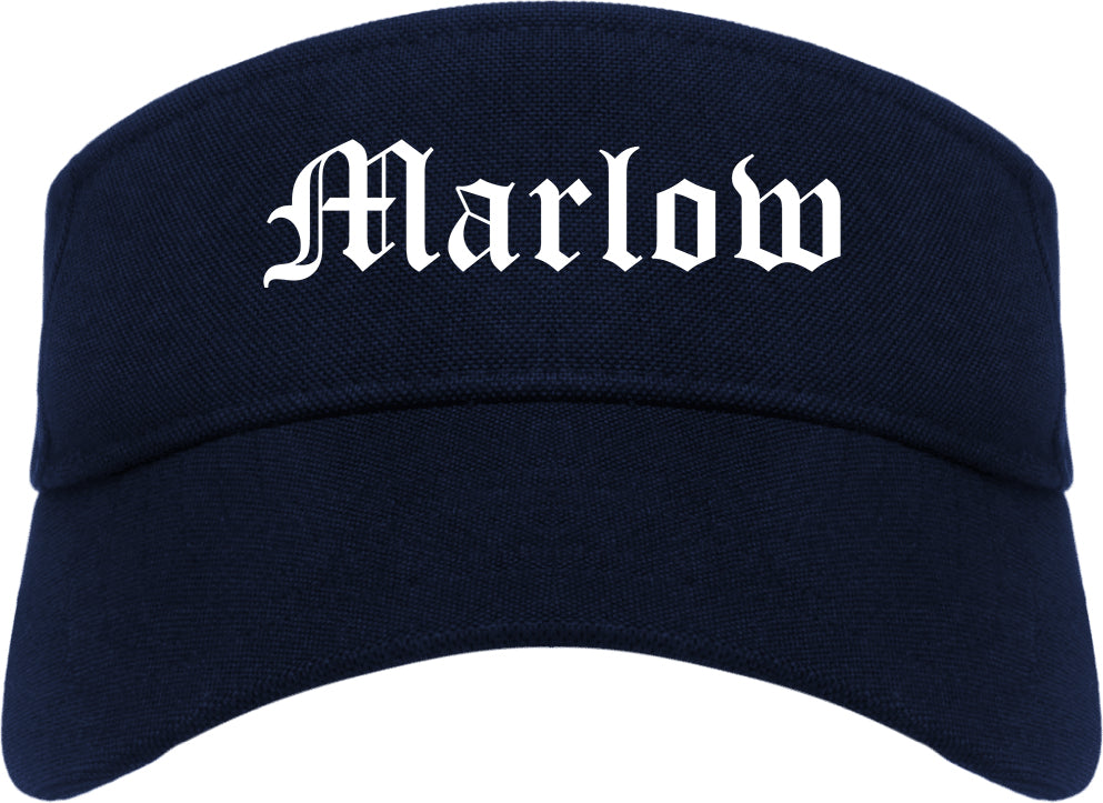 Marlow Oklahoma OK Old English Mens Visor Cap Hat Navy Blue