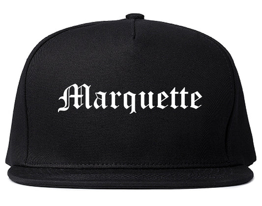 Marquette Michigan MI Old English Mens Snapback Hat Black