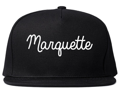Marquette Michigan MI Script Mens Snapback Hat Black