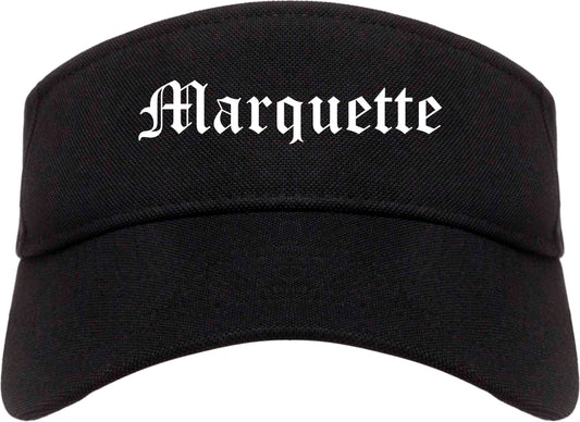 Marquette Michigan MI Old English Mens Visor Cap Hat Black