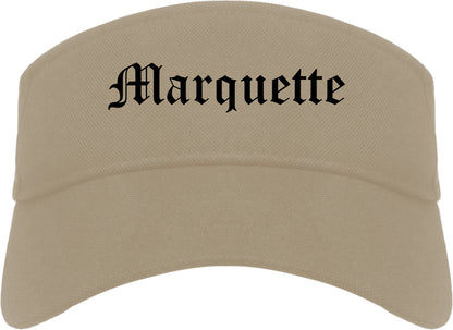 Marquette Michigan MI Old English Mens Visor Cap Hat Khaki