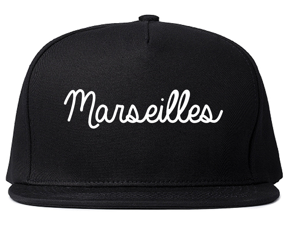 Marseilles Illinois IL Script Mens Snapback Hat Black
