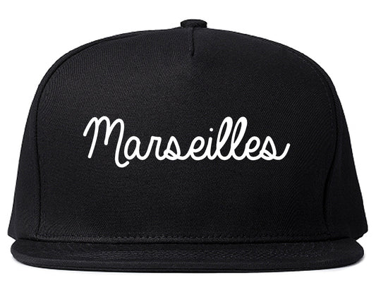 Marseilles Illinois IL Script Mens Snapback Hat Black
