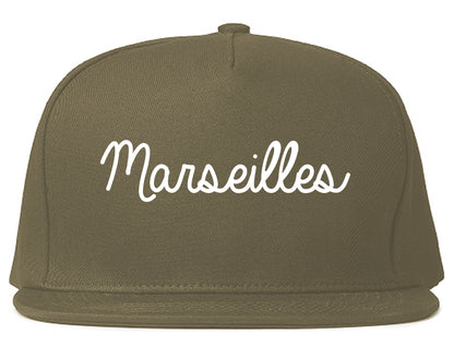 Marseilles Illinois IL Script Mens Snapback Hat Grey