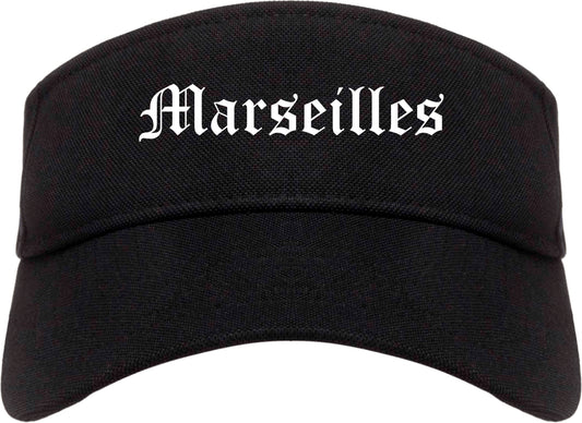 Marseilles Illinois IL Old English Mens Visor Cap Hat Black