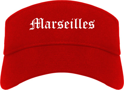 Marseilles Illinois IL Old English Mens Visor Cap Hat Red