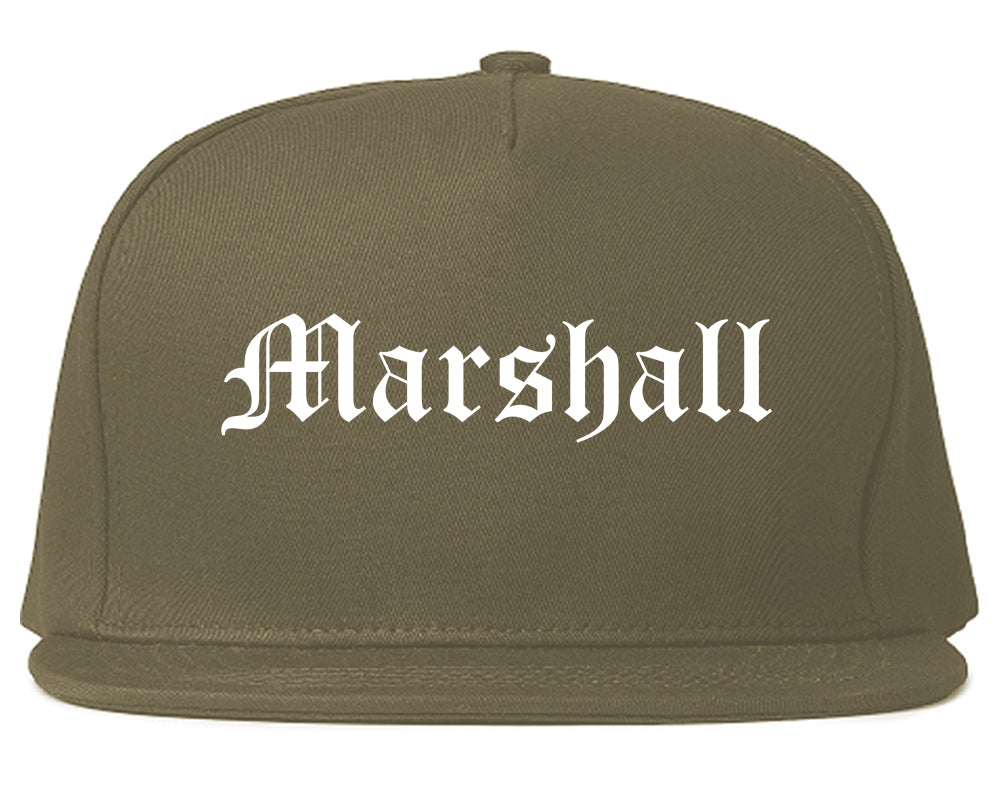Marshall Michigan MI Old English Mens Snapback Hat Grey