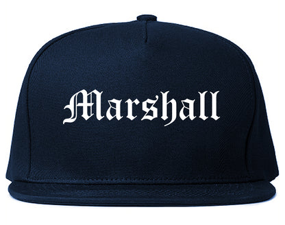 Marshall Michigan MI Old English Mens Snapback Hat Navy Blue